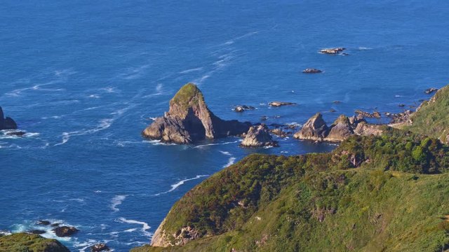 aerial view with drone of the pacific ocean coast of Chilo&eacute; Island