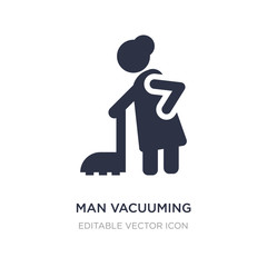 man vacuuming icon on white background. Simple element illustration from People concept.