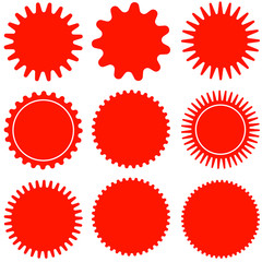 Fototapeta premium Set of vector starburst, sunburst badges. Design elements - best for sale sticker, price tag, quality mark. Flat vector illustration isolated on white background.