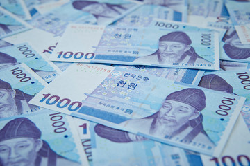 Fototapeta premium Korean won banknotes