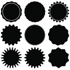 Set of vector starburst, sunburst badges. Design elements - best for sale sticker, price tag, quality mark. Flat vector illustration isolated on white background.