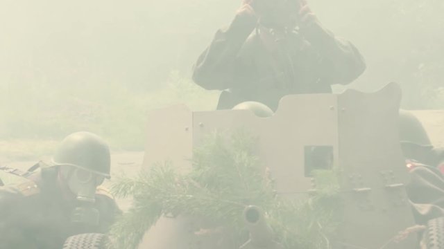Anti Tank Gun Crew is waiting for firing order