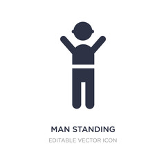 man standing with arms up icon on white background. Simple element illustration from People concept.