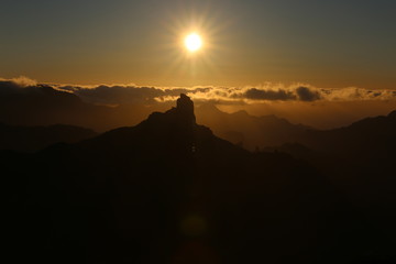 Sunset at Roque Nublo, Gran Canaria, Canary islands, Spain