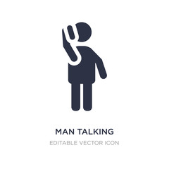 man talking with phone icon on white background. Simple element illustration from People concept.