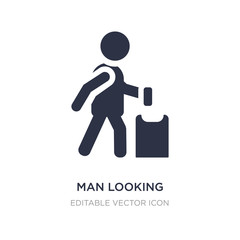 man looking through the garbage container icon on white background. Simple element illustration from People concept.