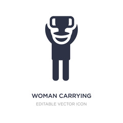 woman carrying jar with her head icon on white background. Simple element illustration from People concept.