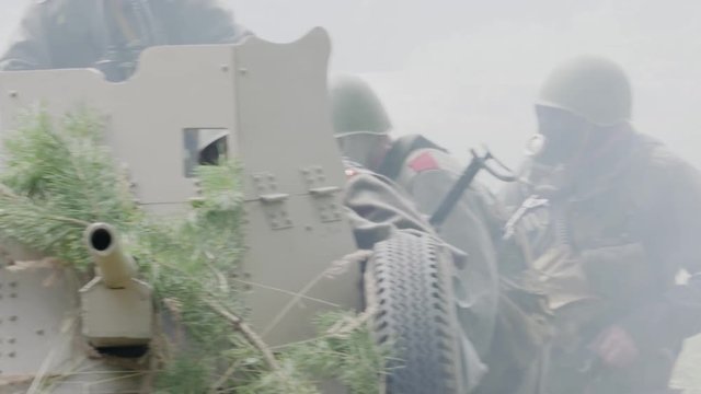 Anti Tank Gun Crew is waiting for firing order