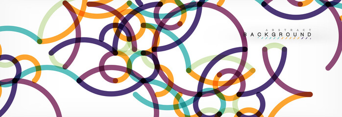 Curly lines abstract background, color overlapping linear texture