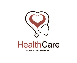 abstract medical halth care icon with stethoscope and heart