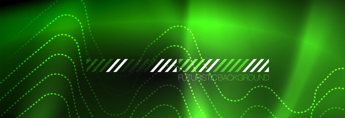 Dark neon light glowing template, abstract vector background lines