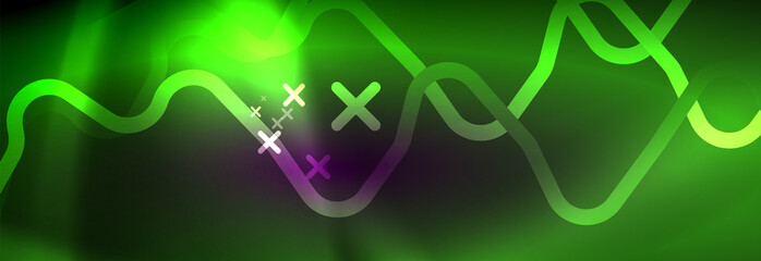 Glowing neon abstract lines, techno futuristic template