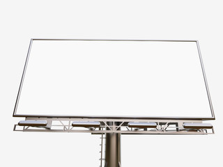 Obraz premium 3D rendering of blank billboard (empty advertisement) isolated on white background - mock up template