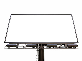 3D rendering of blank billboard (empty advertisement) isolated on white background - mock up template