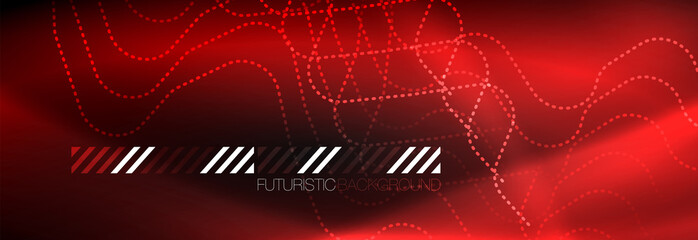 Dark neon light glowing template, abstract vector background lines