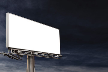 3D rendering of blank billboard (empty advertisement) with clouds. Empty mockup template