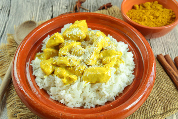 poulet au curry et lait de coco