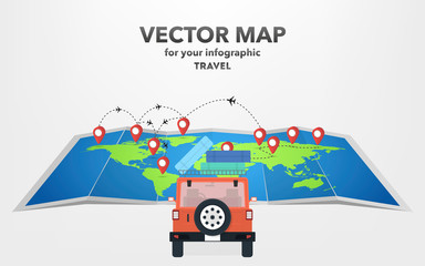 Travel on a car in flat style, vector illustration