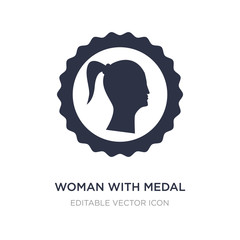 Fototapeta na wymiar woman with medal icon on white background. Simple element illustration from Signs concept.