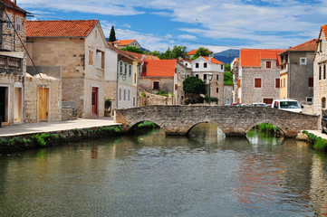Fototapeta na wymiar Vrboska historic village buildings architecture Hvar, Croatia