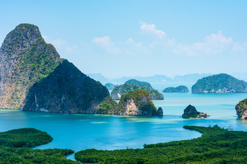 scenic view of samed nang chee archipelago and bay at phang nga province, Thailand