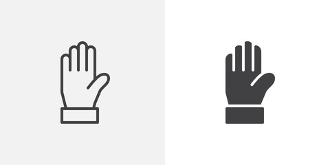 Fototapeta premium Warning hand icon. line and glyph version, outline and filled vector sign. Stop gesture hand linear and full pictogram. Symbol, logo illustration. Different style icons set