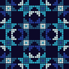 Trendy seamless pattern designs. Ethnic figures of dots and pixels. Vector geometric background. Can be used for wallpaper, textile, invitation card, wrapping, web page background.