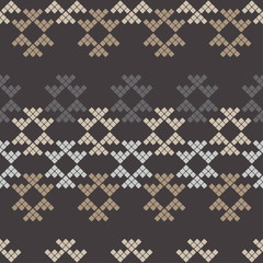 Trendy seamless pattern designs. Ethnic figures of dots and pixels. Vector geometric background. Can be used for wallpaper, textile, invitation card, wrapping, web page background.