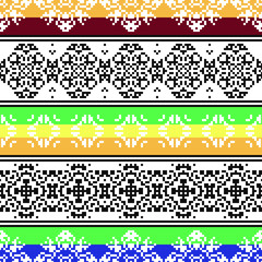 Ethnic seamless pattern. Striped background. Pixel navajo ornament.