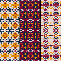 Set of 3 seamless patterns winter design. Christmas textile prints. Vector fashion backgrounds.