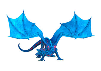 3D Rendering Fairy Tale Dragon on White