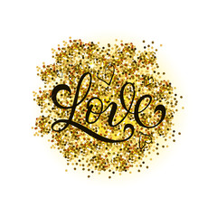 Gold vector glitter heart. Love design card poster postcard background