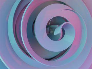 Abstract swirly pink shape on black background. 3D
