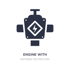 engine with lighting bolt icon on white background. Simple element illustration from Tools and utensils concept.