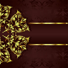 Vintage background with golden lace ornaments and art deco floral decorative elements