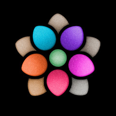 Beautiful petal design of make up palette with colorful eyeshadow