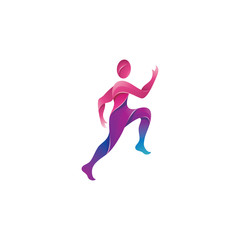 Fototapeta na wymiar Abstract Gradient Color of Human People Sport Running Active Fitness Logo Icon