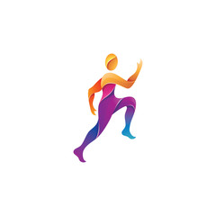 Fototapeta na wymiar Abstract Gradient Color of Human People Sport Running Active Move Logo Icon