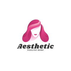Modern Gradient Aesthetic Beauty Woman Hair Logo Icon
