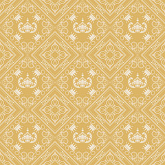 geometric seamless pattern with flowers and leaves