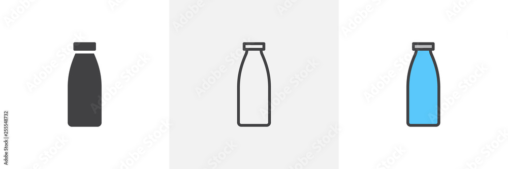 Wall mural milk bottle icon. line, glyph and filled outline colorful version, bottle of milk outline and filled - Wall murals