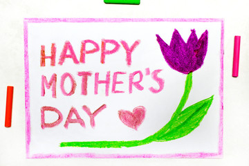 Obraz premium Colorful drawing: Happy Mother's Day card
