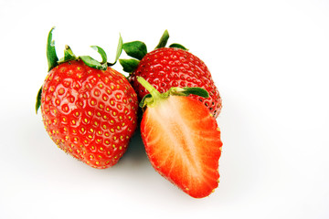 fresh strawberries isolated on white background