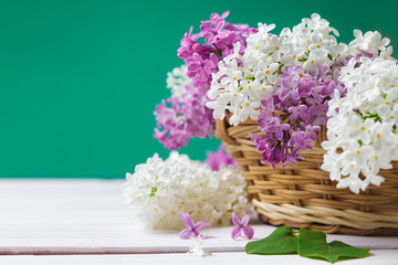 lilac on a wooden background