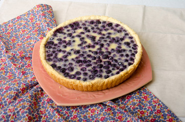 food. sweet pastry. blueberry open pie with blueberry tart