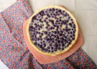food. sweet pastry. blueberry open pie with blueberry tart