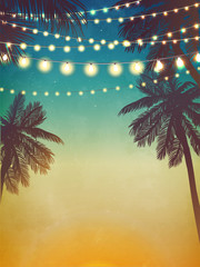 Decorative holiday lights. Background in beach style