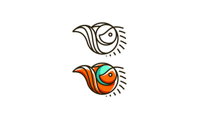 fish line art logo icon vector - 255554927