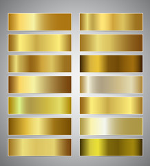 Set of gold gradient banners templates or website headers. Vector exclusive mesh Design