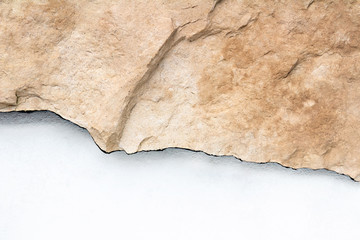 white background and piece of limestone texture